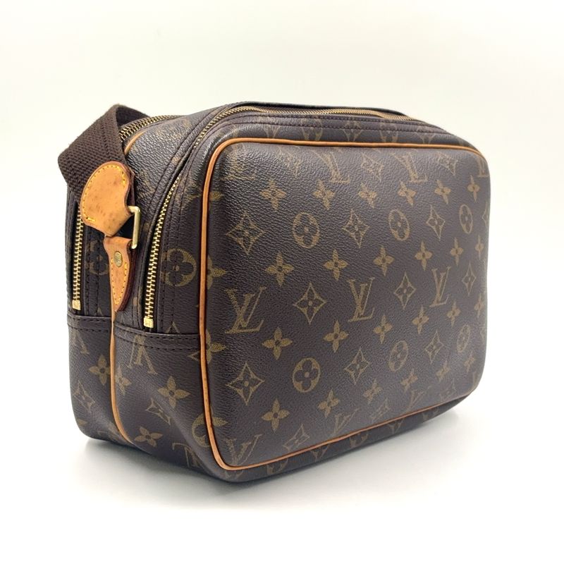 Louis Vuitton Reporter PM Monogram Leather × PVC Brown Shoulder Bag Gold M45254