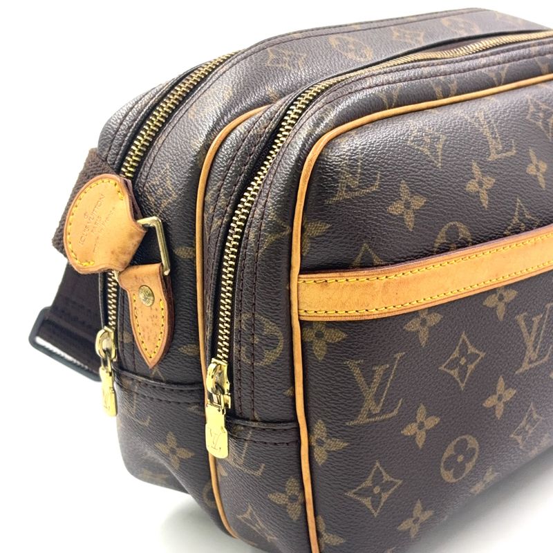 Louis Vuitton Reporter PM Monogram Leather × PVC Brown Shoulder Bag Gold M45254