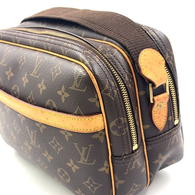 Louis Vuitton Reporter PM Monogram Leather × PVC Brown Shoulder Bag Gold M45254