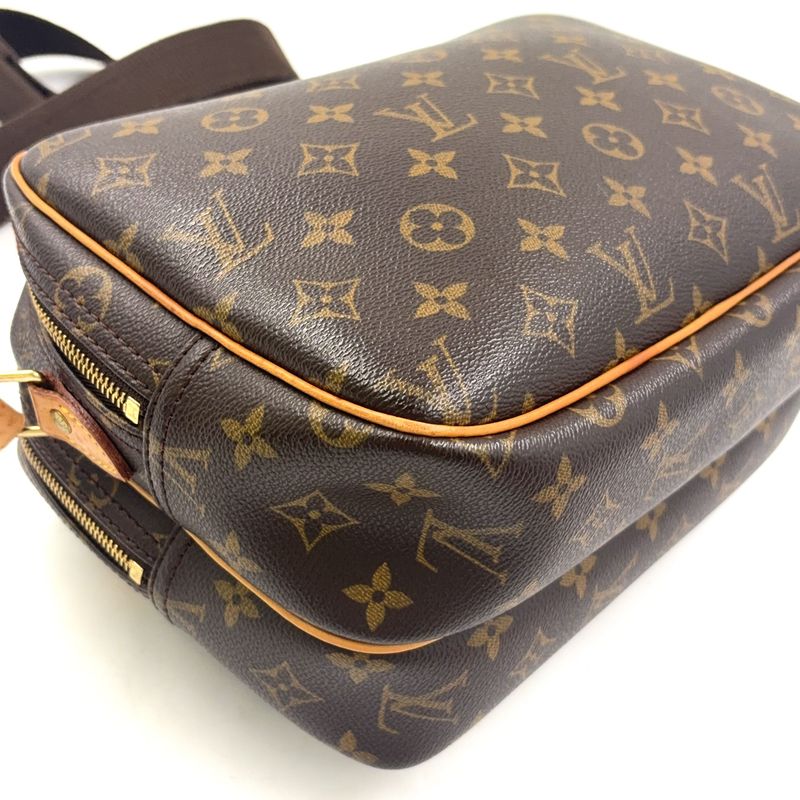 Louis Vuitton Reporter PM Monogram Leather × PVC Brown Shoulder Bag Gold M45254
