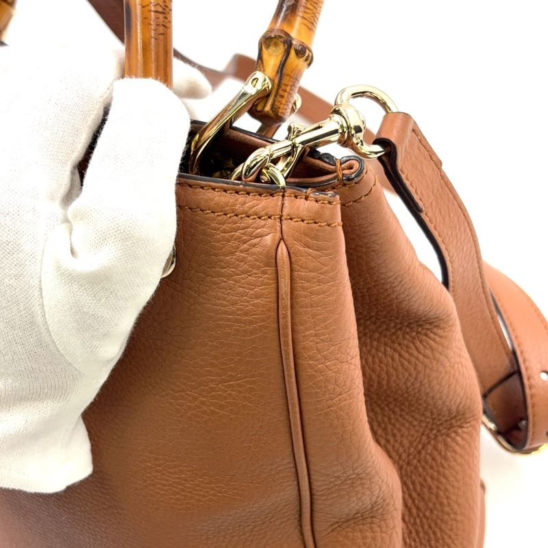 Gucci Bamboo Shopper Small Leather Dusty Pink Handbag Gold 336032