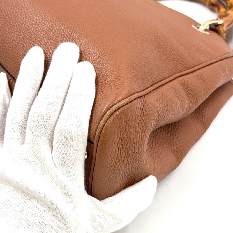 Gucci Bamboo Shopper Small Leather Dusty Pink Handbag Gold 336032