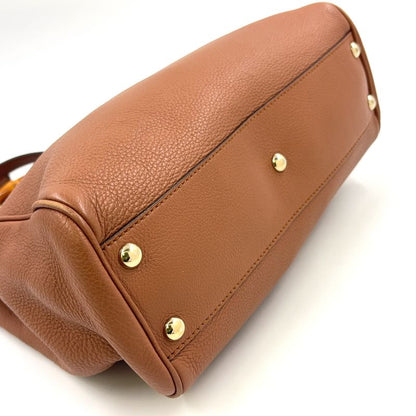 Gucci Bamboo Shopper Small Leather Dusty Pink Handbag Gold 336032