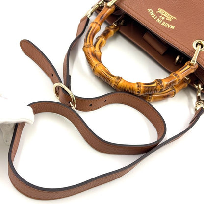 Gucci Bamboo Shopper Small Leather Dusty Pink Handbag Gold 336032