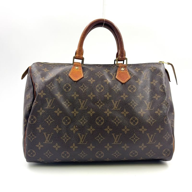 Louis Vuitton Speedy 35 Monogram Leather ×PVC Brown Handbag Gold M41524