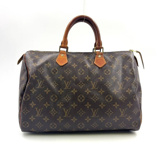 Louis Vuitton Speedy 35 Monogram Leather ×PVC Brown Handbag Gold M41524