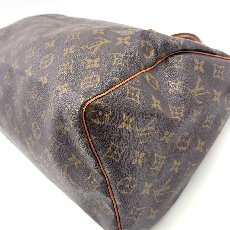 Louis Vuitton Speedy 35 Monogram Leather ×PVC Brown Handbag Gold M41524