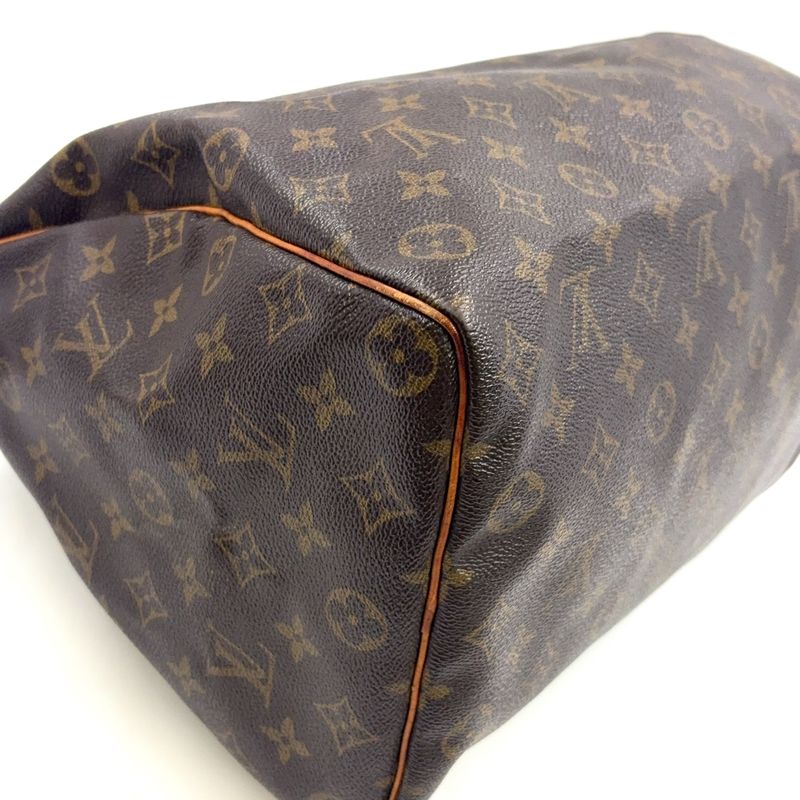 Louis Vuitton Speedy 35 Monogram Leather ×PVC Brown Handbag Gold M41524