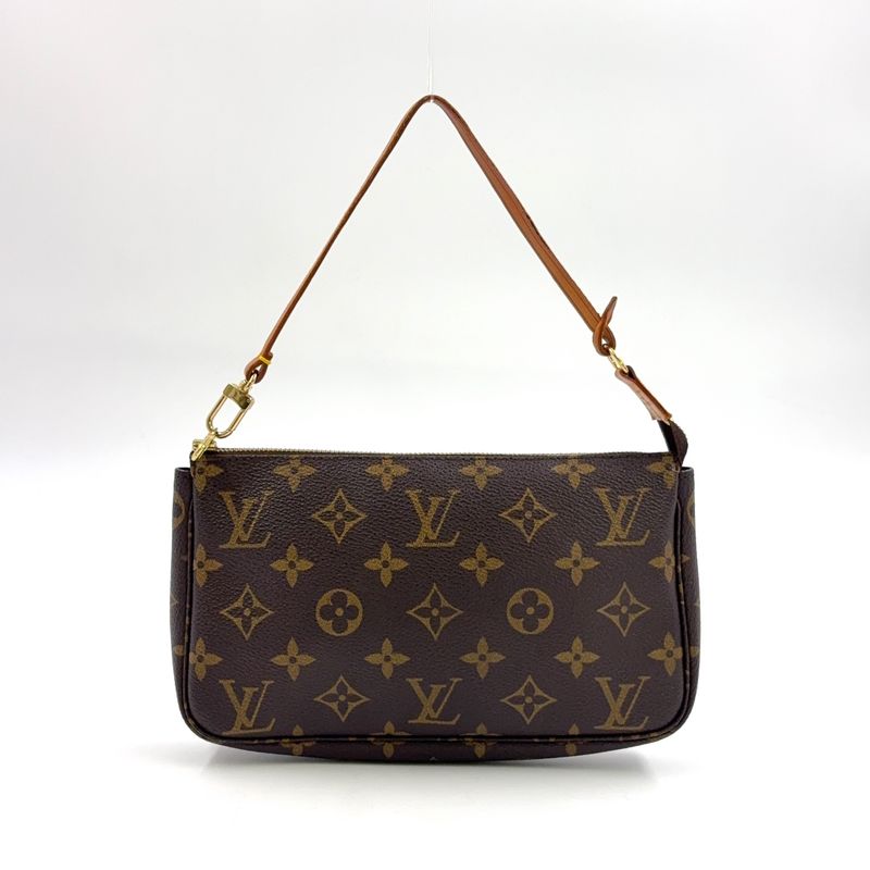Louis Vuitton Pochette Accessoire Monogram Leather X PVC Brown Handbag Gold