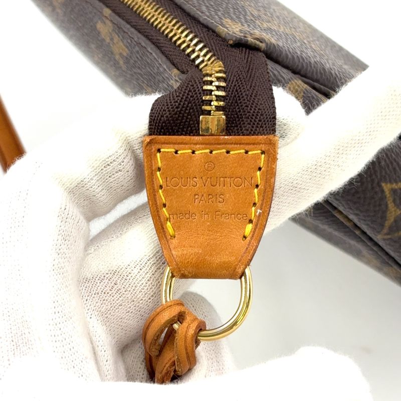 Louis Vuitton Pochette Accessoire Monogram Leather X PVC Brown Handbag Gold