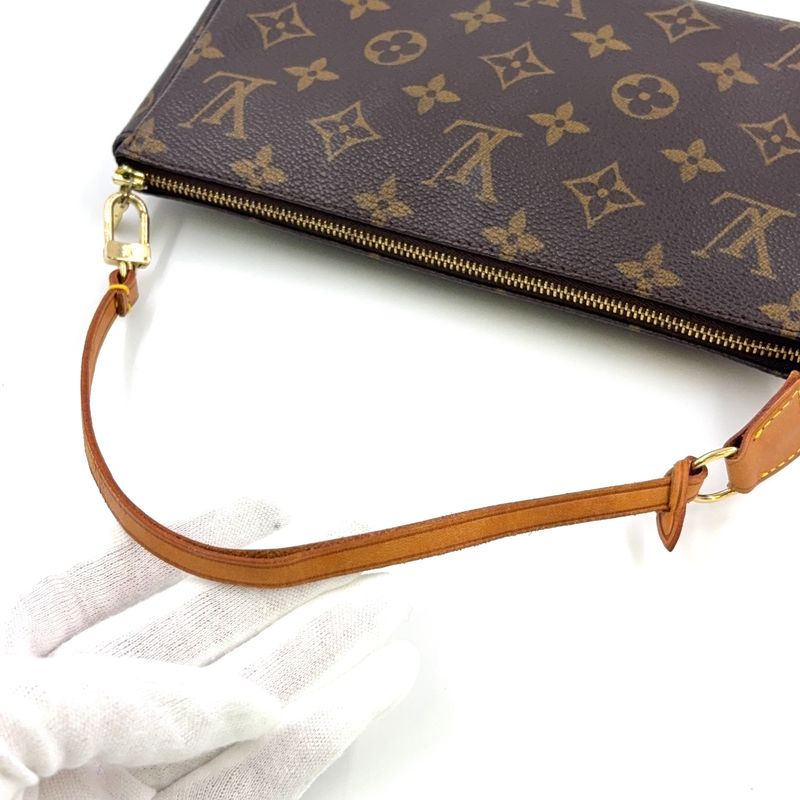 Louis Vuitton Pochette Accessoire Monogram Leather X PVC Brown Handbag Gold