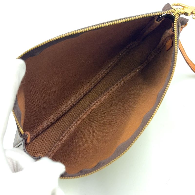 Louis Vuitton Pochette Accessoire Monogram Leather X PVC Brown Handbag Gold