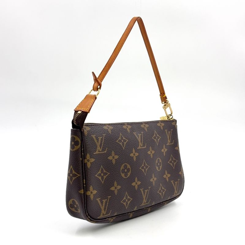 Louis Vuitton Pochette Accessoire Monogram Leather X PVC Brown Handbag Gold