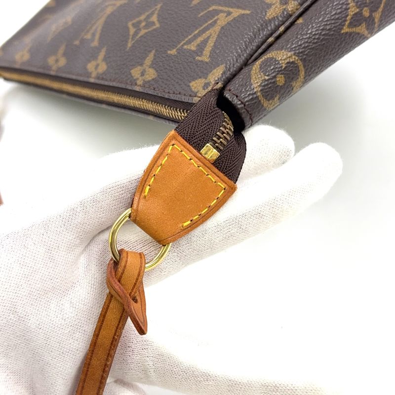 Louis Vuitton Pochette Accessoire Monogram Leather X PVC Brown Handbag Gold