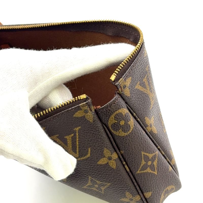 Louis Vuitton Pochette Accessoire Monogram Leather X PVC Brown Handbag Gold