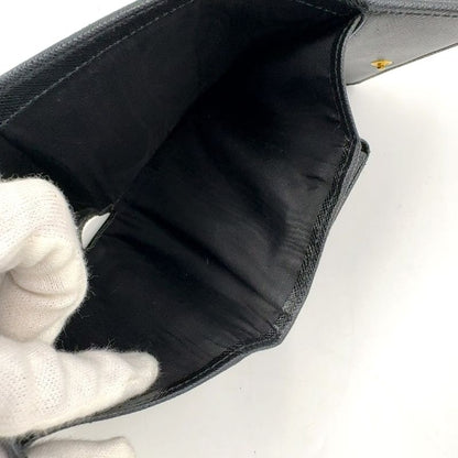 Prada Saffiano Trifold Saffiano Leather Black Wallet Gold