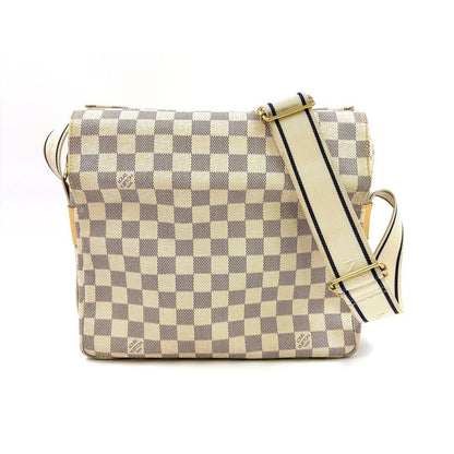 Louis Vuitton Naviglio Damier Azure Damier Azure Leather × PVC White Shoulder