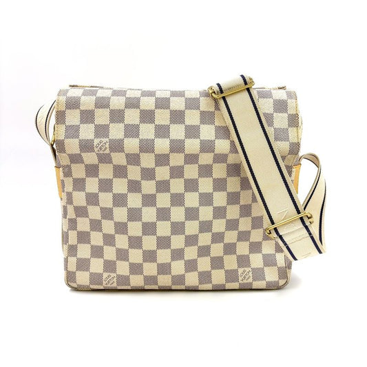Louis Vuitton Naviglio Damier Azure Damier Azure Leather × PVC White Shoulder