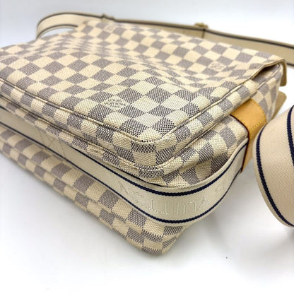 Louis Vuitton Naviglio Damier Azure Damier Azure Leather × PVC White Shoulder