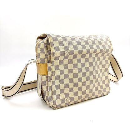 Louis Vuitton Naviglio Damier Azure Damier Azure Leather × PVC White Shoulder
