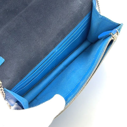 Fendi Bug's Eye Chain Wallet Leather Blue And Red Shoulder Bag Silver