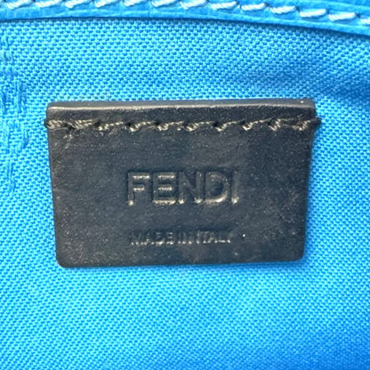Fendi Bug's Eye Chain Wallet Leather Blue And Red Shoulder Bag Silver