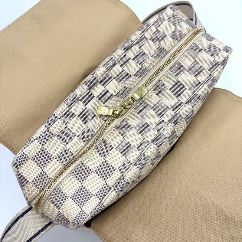 Louis Vuitton Naviglio Damier Azure Damier Azure Leather × PVC White Shoulder