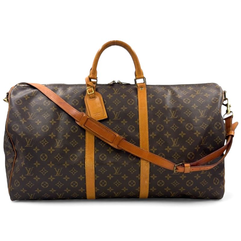 Louis Vuitton Keepall Bandoliere 60 Monogram Leather × PVC Brown Boston Bag