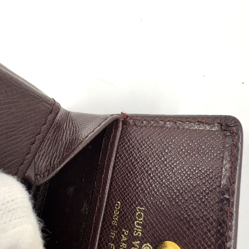 Louis Vuitton Porte Monet Boite Coin Purse Serial Unclear Leather × Box Calf