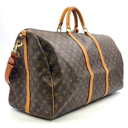 Louis Vuitton Keepall Bandoliere 60 Monogram Leather × PVC Brown Boston Bag