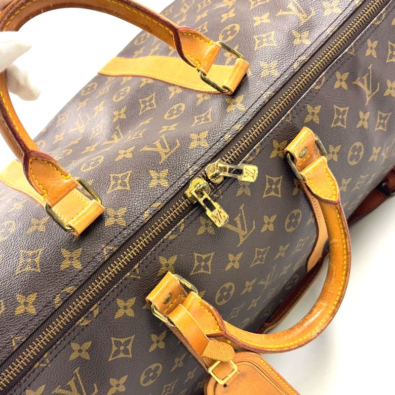 Louis Vuitton Keepall Bandoliere 60 Monogram Leather × PVC Brown Boston Bag