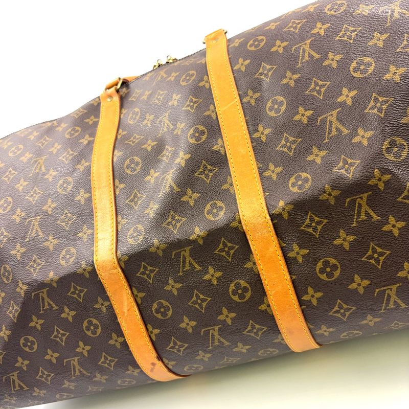 Louis Vuitton Keepall Bandoliere 60 Monogram Leather × PVC Brown Boston Bag