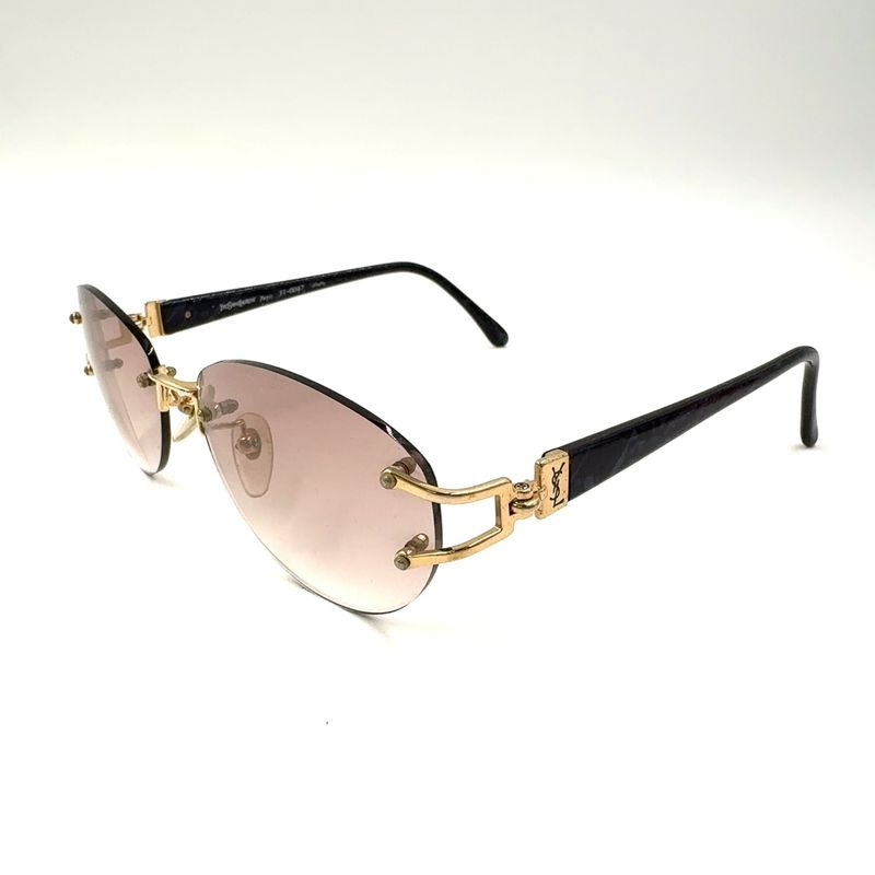 Saint Laurent Paris Rimless Tortoiseshell YSL Logo 31-0047 Plastic Dark Navy