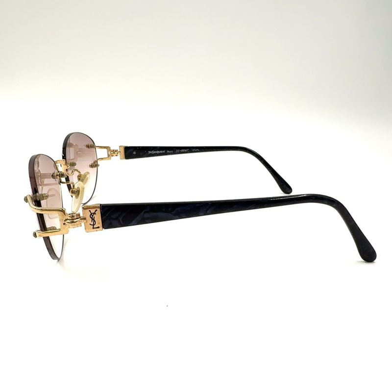 Saint Laurent Paris Rimless Tortoiseshell YSL Logo 31-0047 Plastic Dark Navy