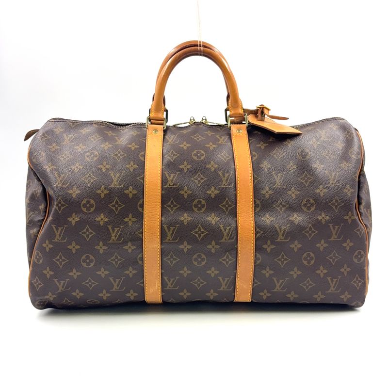 Louis Vuitton Keepall 50 Monogram Leather X PVC Brown Boston Bag Gold M41426