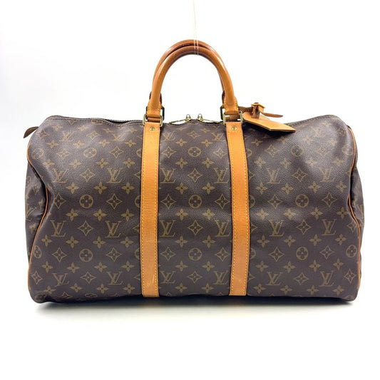 Louis Vuitton Keepall 50 Monogram Leather X PVC Brown Boston Bag Gold M41426