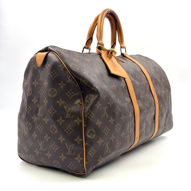 Louis Vuitton Keepall 50 Monogram Leather X PVC Brown Boston Bag Gold M41426