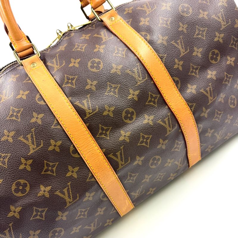 Louis Vuitton Keepall 50 Monogram Leather X PVC Brown Boston Bag Gold M41426