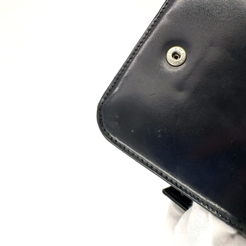 Prada Compact Zip Fold Leather Black Wallet Silver