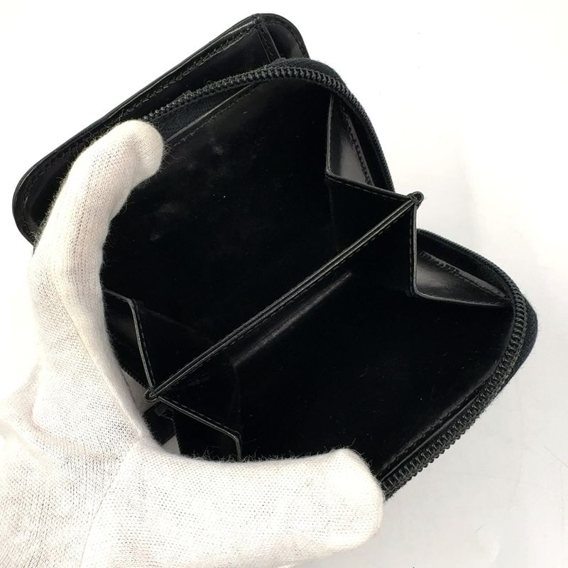 Prada Compact Zip Fold Leather Black Wallet Silver