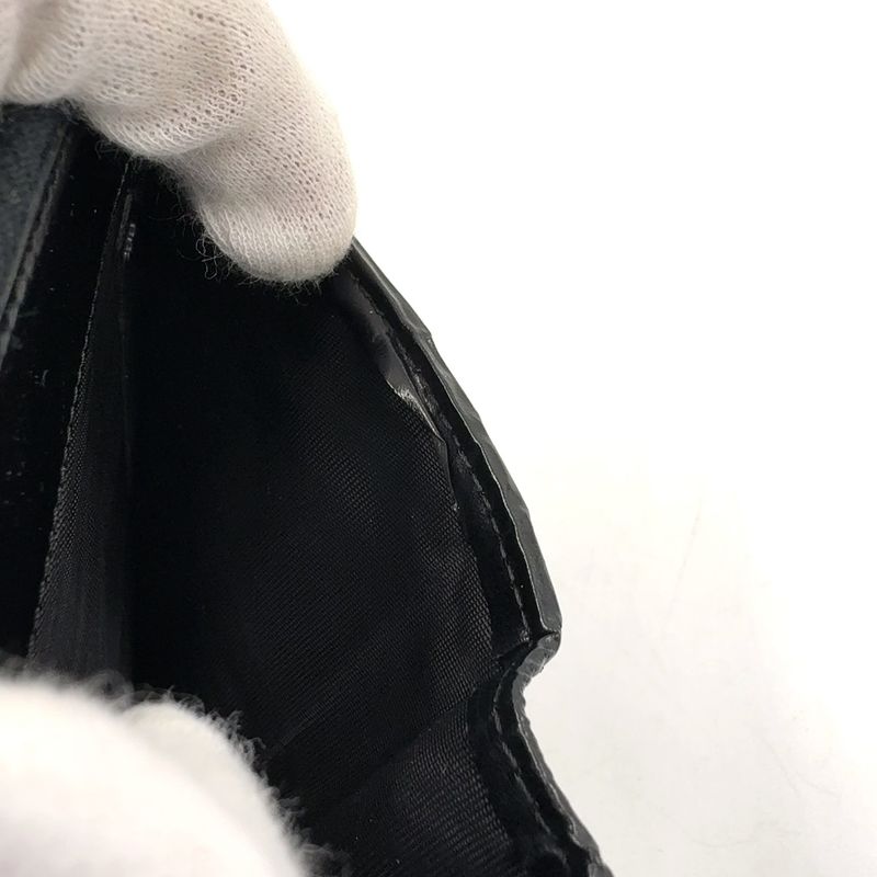 Prada Compact Zip Fold Leather Black Wallet Silver