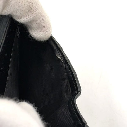 Prada Compact Zip Fold Leather Black Wallet Silver