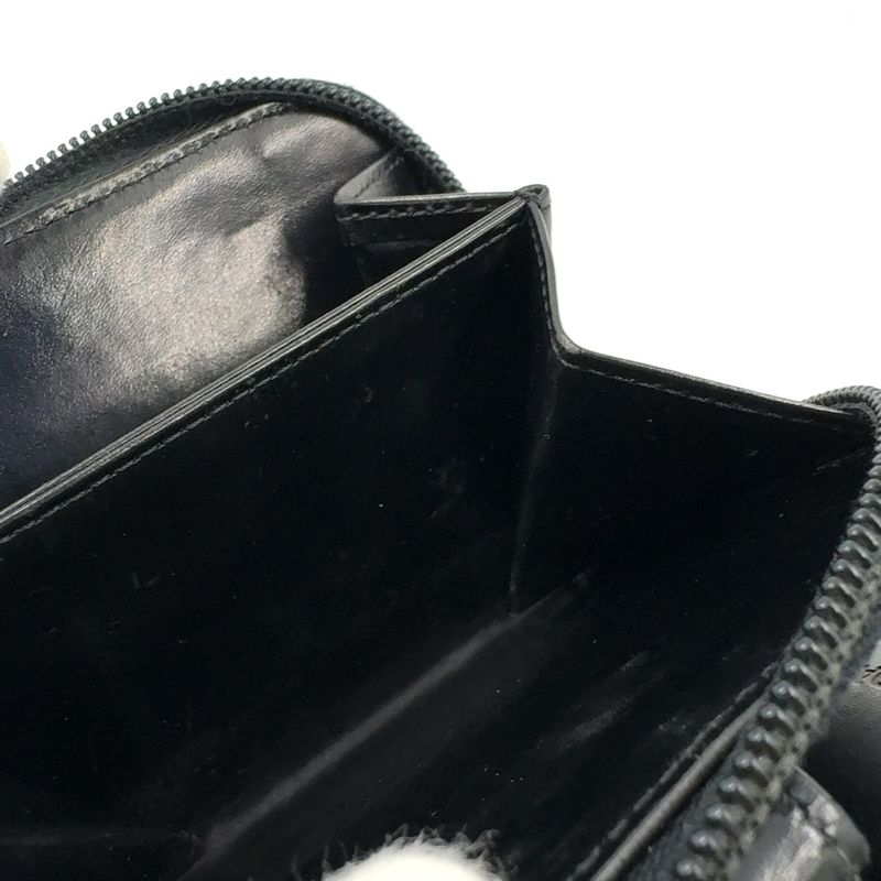 Prada Compact Zip Fold Leather Black Wallet Silver