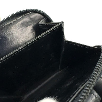 Prada Compact Zip Fold Leather Black Wallet Silver