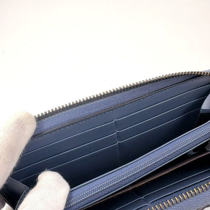 Gucci Shimmer Round Zipper Long Wallet Leather Blue Silver 410102