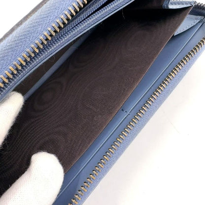 Gucci Shimmer Round Zipper Long Wallet Leather Blue Silver 410102