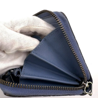 Gucci Shimmer Round Zipper Long Wallet Leather Blue Silver 410102