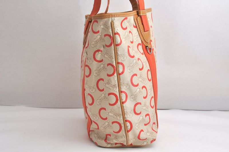 Celine C Macadam Carriage Shoulder Tote Bag Pvc Leather Beige 4483n