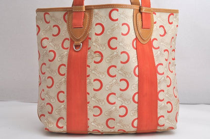 Celine C Macadam Carriage Shoulder Tote Bag Pvc Leather Beige 4483n