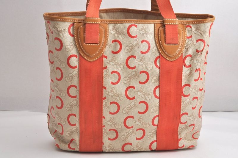 Celine C Macadam Carriage Shoulder Tote Bag Pvc Leather Beige 4483n